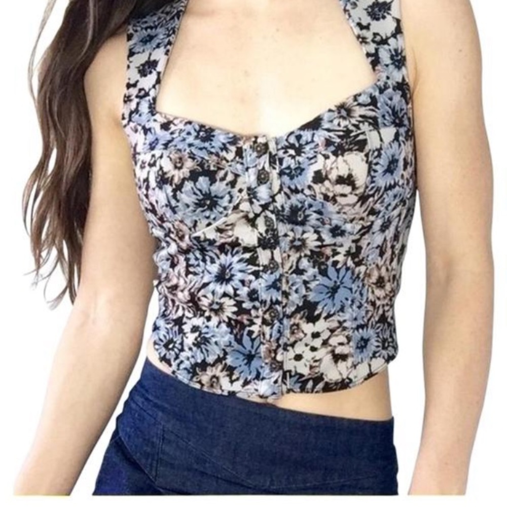 Free People Floral Bustier Style Top
